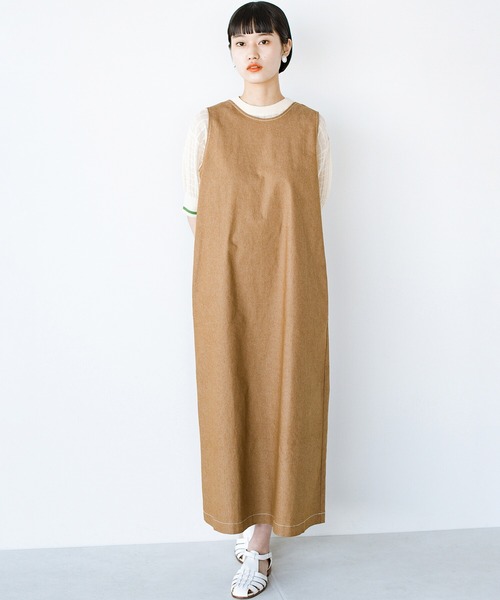 「haco!」 ノースリーブワンピース LARGE キャメル レディース_画像2