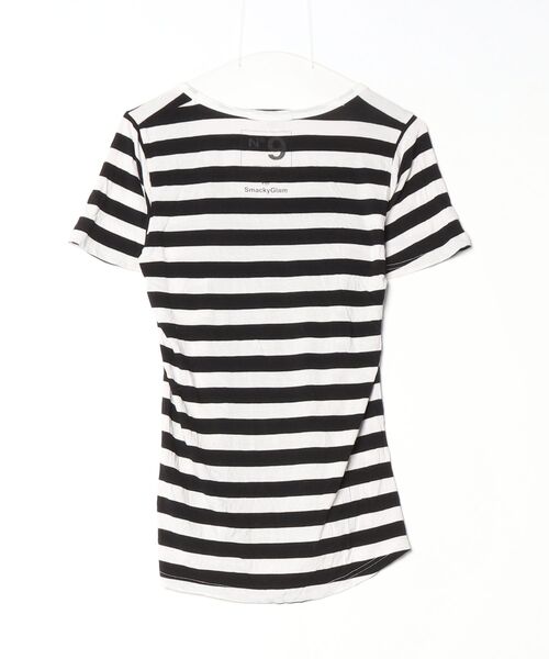 「HOLLYWOOD MADE」 ボーダー柄半袖Tシャツ 4 ホワイト レディース_画像2