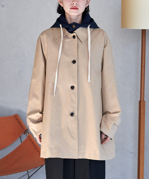 Fashiru ステンカラーコート　ミドル　ベージュ soutien collar coat -long-【綿100%】 | F A S H I R U