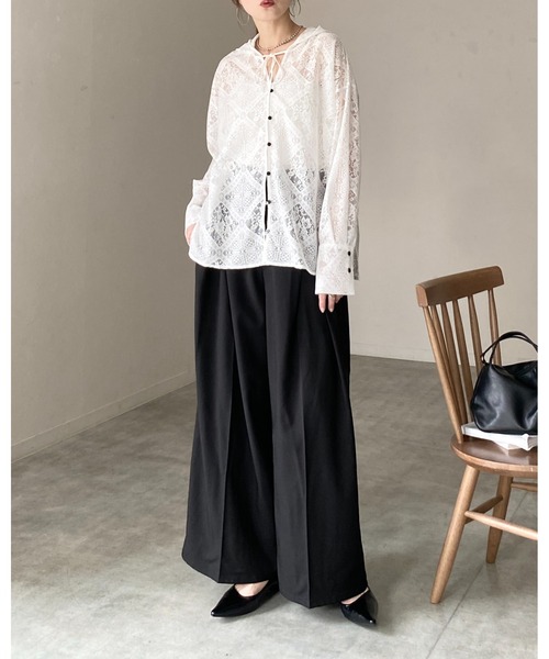 フード付きブラウス 長袖 She's Closet ブラウス シャツ フード付き オーバーサイズ 長袖 シアー