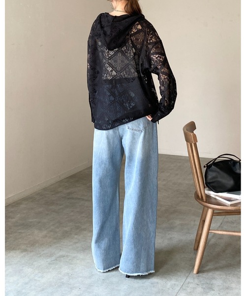 She's Closet ブラウス シャツ フード付き オーバーサイズ 長袖 シアー