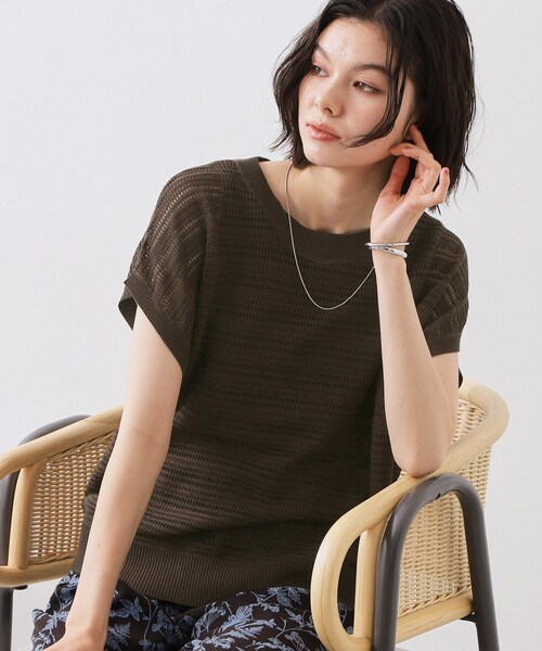 THE SHOP TK 「2点セット」メッシュニット+タンクトップ レディース 