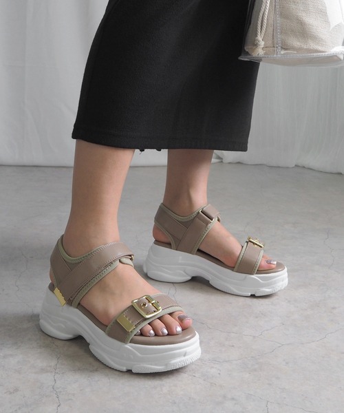 「minia」 フラットサンダル LL シルバー レディース_画像3