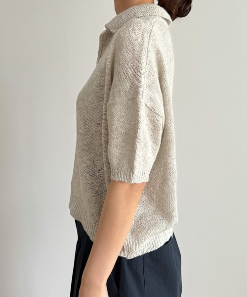「CANAL JEAN」 「El mar」半袖ニット ONE SIZE ブラック レディース_画像9