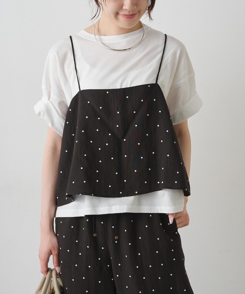 Chico ドット柄ビスチェ pual ce cin tシャツ 「2点セット」ドット柄ビスチェ+Tシャツセット