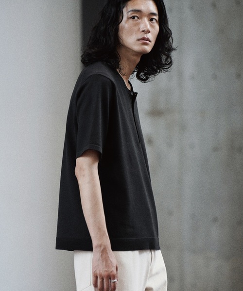 WYM LIDNM ヘンリーネック tシャツ T/C COMPACT KNIT HENLEY TEE