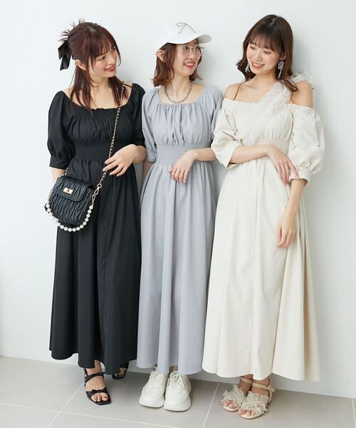 「MAJESTIC LEGON」 7分袖ワンピース MEDIUM ライトグレー レディース_画像2