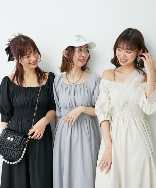 「MAJESTIC LEGON」 7分袖ワンピース MEDIUM ライトグレー レディース_画像3