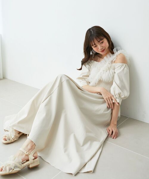 「MAJESTIC LEGON」 7分袖ワンピース MEDIUM ライトグレー レディース_画像4
