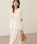 ワンピース フリンジペプラムベスト×リブカット...の詳細画像2
