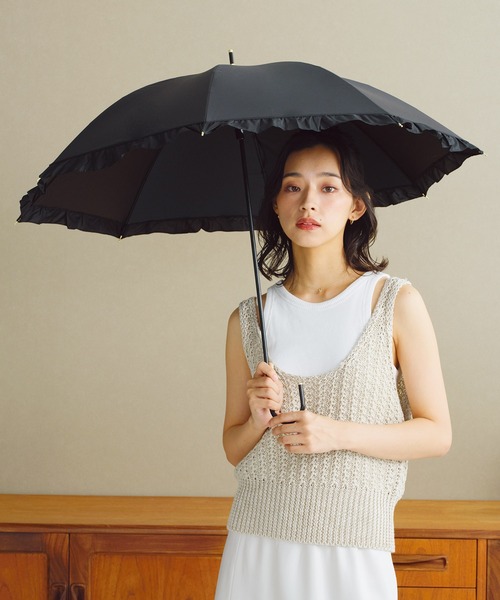 【新品未使用】Wpc. 日傘 (ブラック) 2way 完全遮光 Wpc. 日傘 遮光 折りたたみ傘 傘 完全遮光 スタースカラップ刺繍