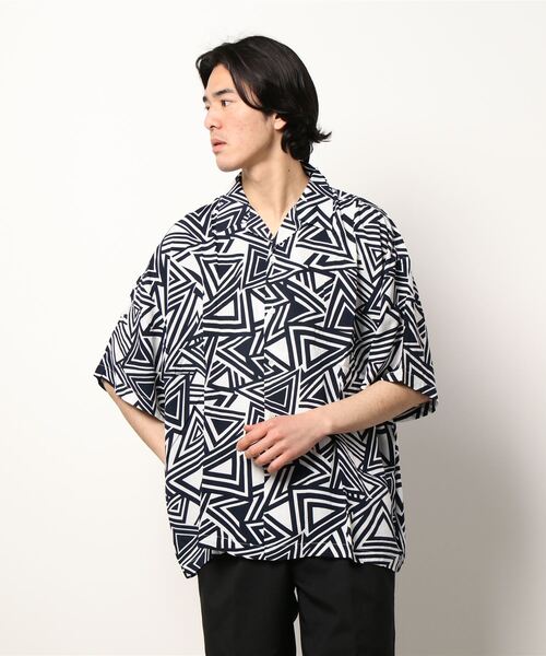 JUGLANS シャツ 「ATELANE」トライアングル柄ショートスリーブ