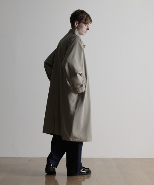 ステンカラーコート コート 「ESPONT」recycle polyester twill balmacaan coat メンズ レディース