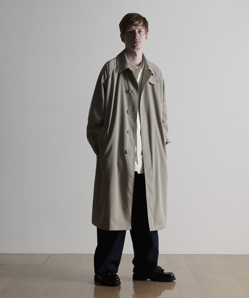 ステンカラーコート コート 「ESPONT」recycle polyester twill balmacaan coat メンズ レディース
