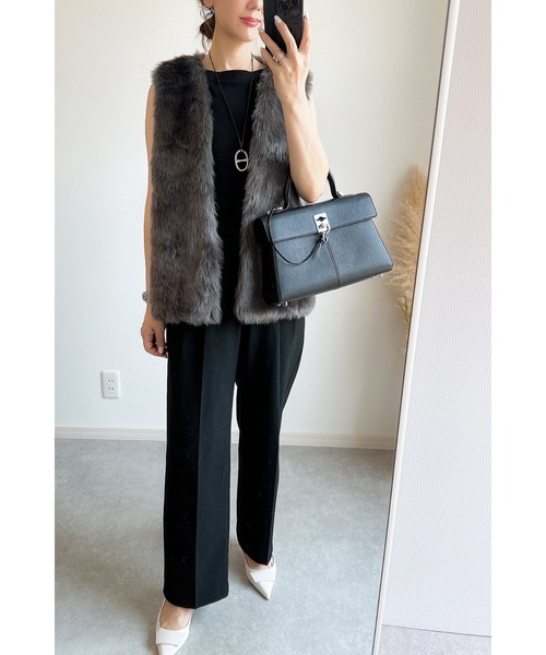 ダブスタ✨レッドフォックス　ムートンジレ　ロングベスト　ナポレオン　稀少ファー フェイクファー ジレ（01-13VI05-204）｜K.T キヨコ タカセ（K.T