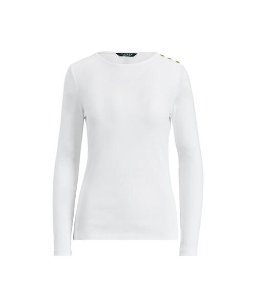 tシャツ ボタンショルダー クルーネック トップ レディース LAUREN RALPH tシャツ ボタンショルダー クルーネック トップ