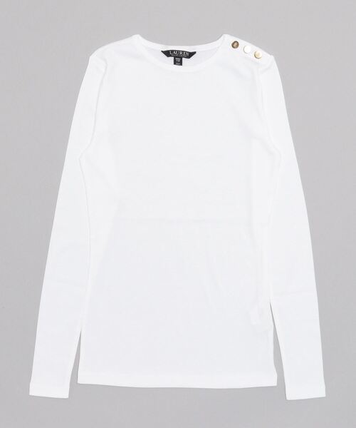LAUREN RALPH tシャツ ボタンショルダー クルーネック トップ