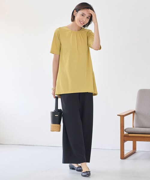 tシャツ 「WEB限定・洗える・XSサイズあり」ディフォームピケチュニック丈 カットソー レディース 自由区 tシャツ 「WEB限定・洗える・XSサイズあり」ディフォーム