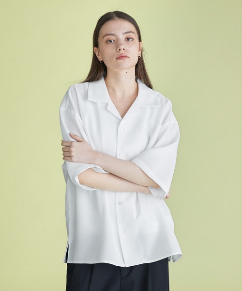 molk シャツ 「molk」ルーズシルエットリネンライクオープン