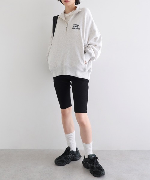 ANME トレーナー スウェット ハーフジップエンブロイダリーロゴ裏毛