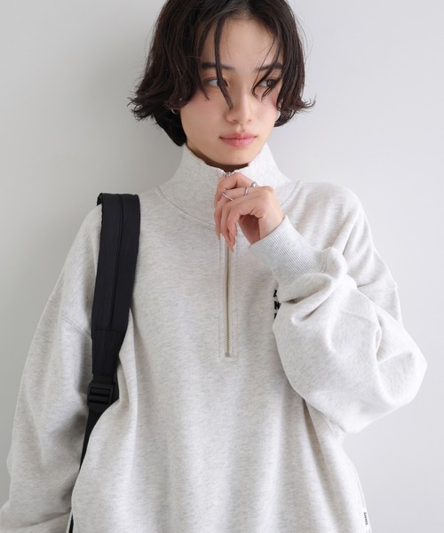 ANME トレーナー スウェット ハーフジップエンブロイダリーロゴ裏毛