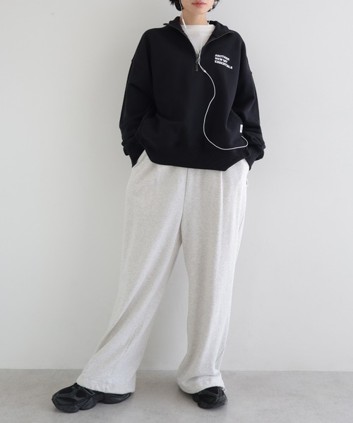 ANME トレーナー スウェット ハーフジップエンブロイダリーロゴ裏毛