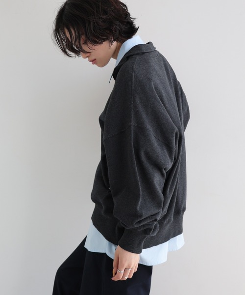ANME トレーナー スウェット ハーフジップエンブロイダリーロゴ裏毛