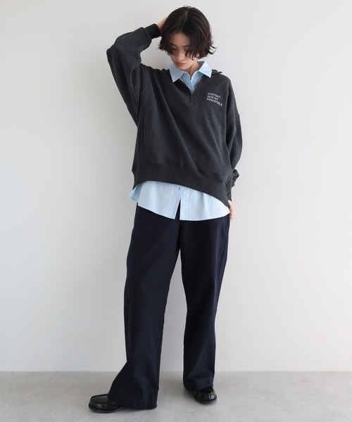 ANME トレーナー スウェット ハーフジップエンブロイダリーロゴ裏毛