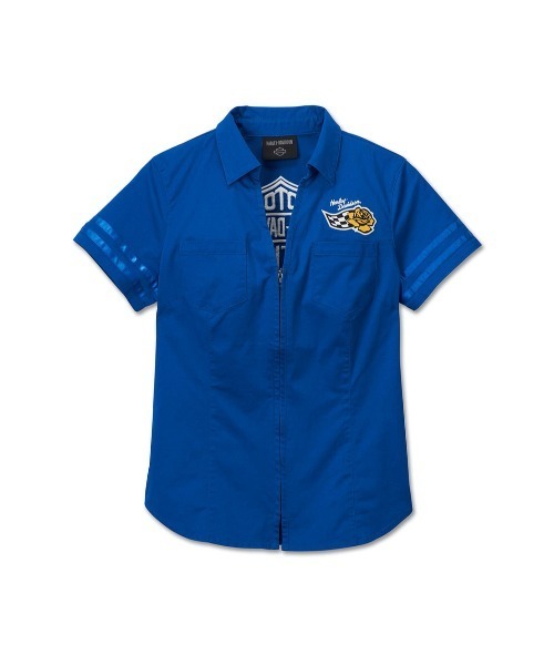 ブラウス シャツ バー＆シールドジップフロントシャツ レディース Harley Davidson ブラウス シャツ バー＆シールドジップフロント