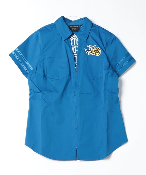 ブラウス シャツ バー＆シールドジップフロントシャツ レディース Harley Davidson ブラウス シャツ バー＆シールドジップフロント