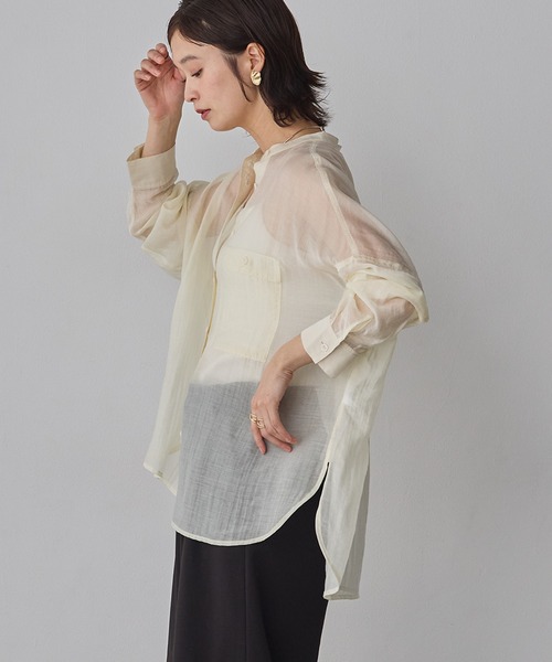 hunch（ハンチ） ブラウス シャツ 「WEB限定/別注」バンドカラー