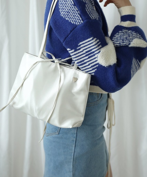 トートバッグ 「HOOK」for girls リボン無地シルク風トート