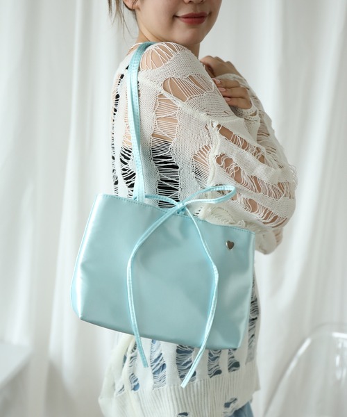 トートバッグ 「HOOK」for girls リボン無地シルク風トート