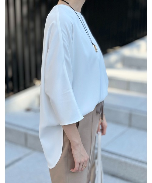 レディース ハーフスリーブブラウス Emma Taylor ブラウス シャツ バッグジップジョーゼットハーフ