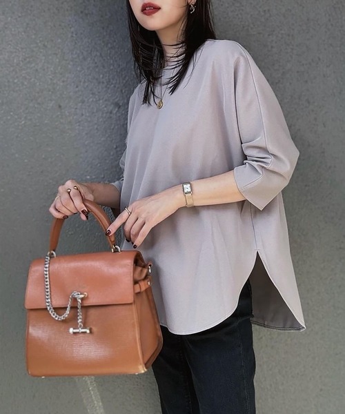 レディース ハーフスリーブブラウス Emma Taylor ブラウス シャツ バッグジップジョーゼットハーフ