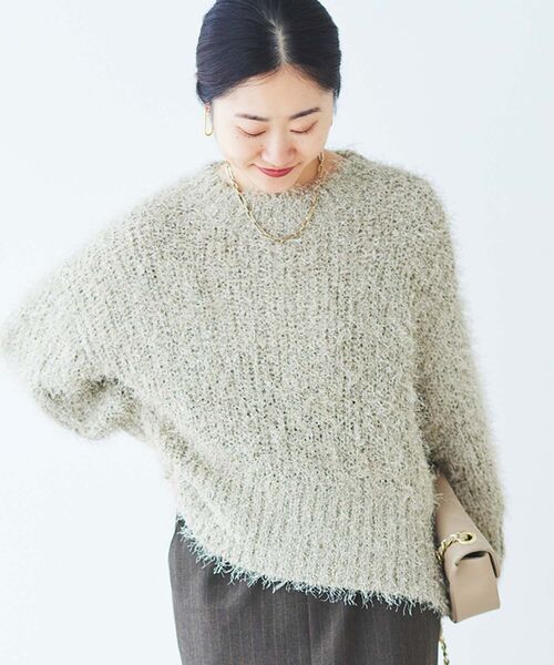 ニット セーター ラメフェザーバックスリットニット レディース le.coeur blanc ニット セーター ラメフェザーバックスリット