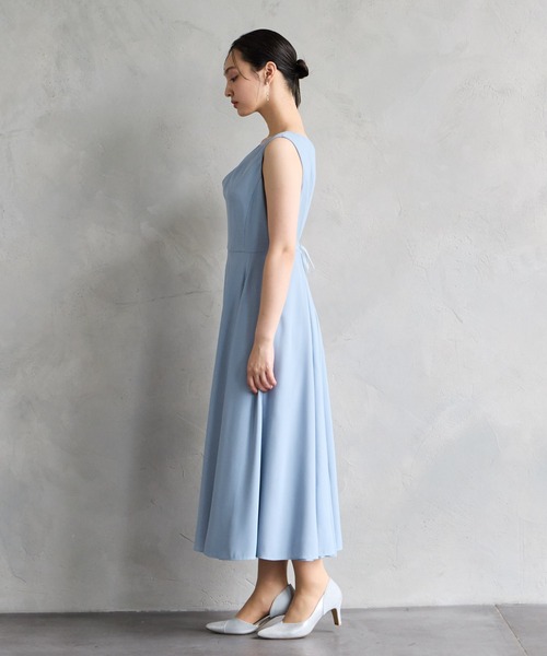 AIMER ドレス アシンメトリーネックフレアーラインパーティー