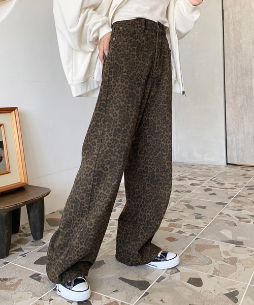 優里着用　レオパード柄カジュアルパンツ 優里着用 レオパード柄カジュアルパンツ レディース レオパード