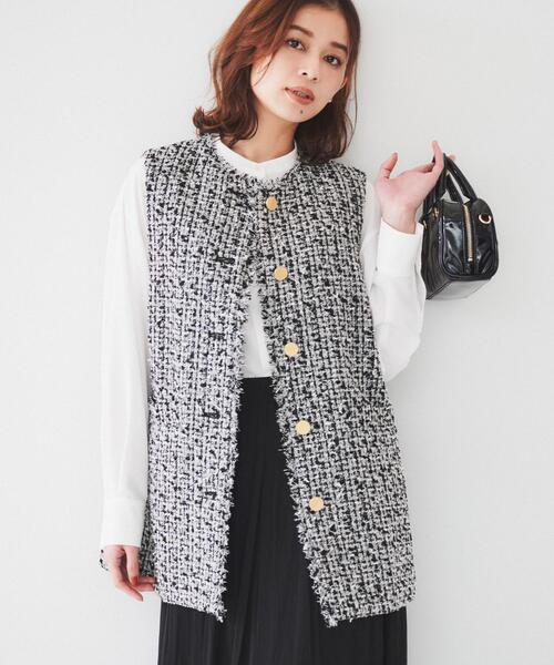 ツイードジレベスト UNTITLED ベスト ジレ ファンシーツイードジレ レディース