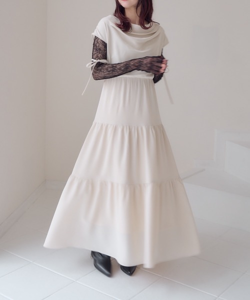 KAREN MILLEN ロング丈ドレス ハイネック ワンピース ドレープ 日本未入荷☆Karen Millen ハイネックミモレ丈ワンピース