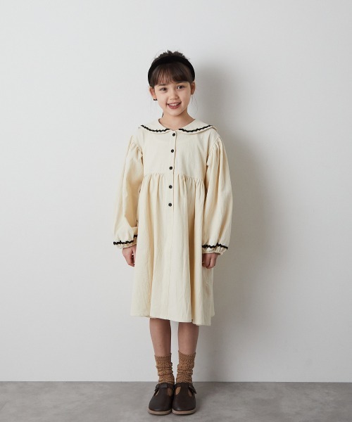 ハンドメイドセーラーカラージュリーワンピース ウエストギザーワンピース110cm ハンドメイドセーラーカラージュリーワンピース ウエストギザー