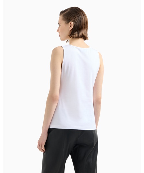 タンクトップ ノースリーブ 「エンポリオ アルマーニ」トップス ストレッチコットンジャージー ロゴ レディース EMPORIO ARMANI タンクトップ ノースリーブ 「エンポリオ