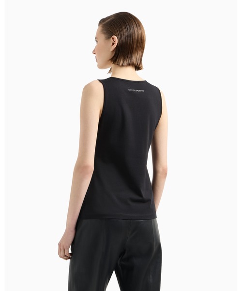 タンクトップ ノースリーブ 「エンポリオ アルマーニ」トップス ストレッチコットンジャージー ロゴ レディース EMPORIO ARMANI タンクトップ ノースリーブ 「エンポリオ