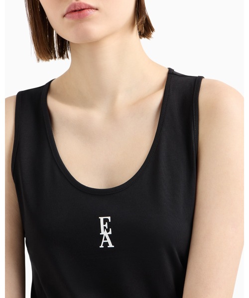 タンクトップ ノースリーブ 「エンポリオ アルマーニ」トップス ストレッチコットンジャージー ロゴ レディース EMPORIO ARMANI タンクトップ ノースリーブ 「エンポリオ