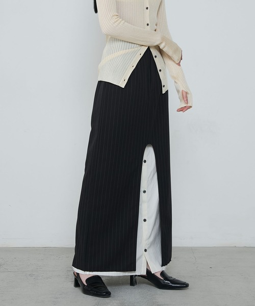 le ELMi スカート Front slit stripe tight skirt / フロント