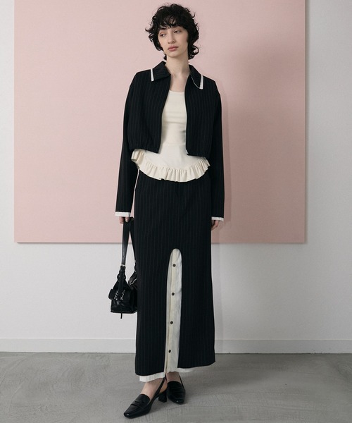 le ELMi スカート Front slit stripe tight skirt / フロント