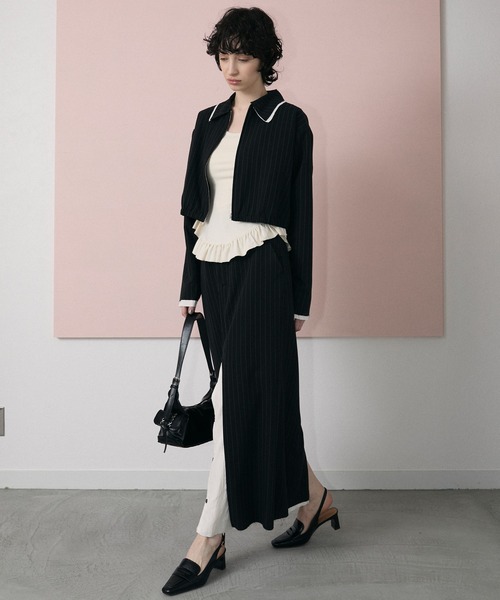 le ELMi スカート Front slit stripe tight skirt / フロント