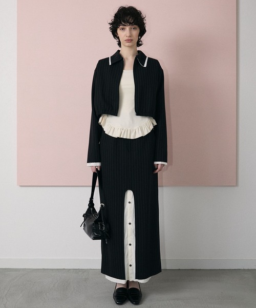 le ELMi スカート Front slit stripe tight skirt / フロント