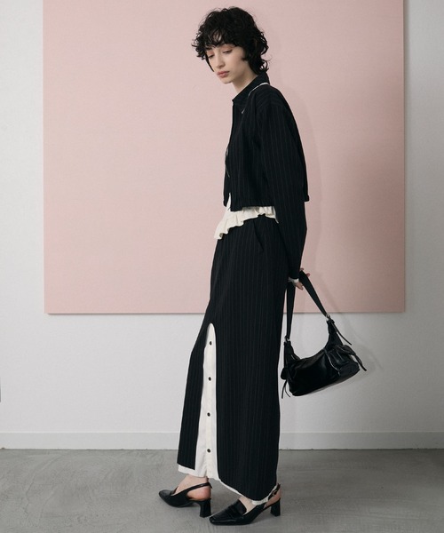 le ELMi スカート Front slit stripe tight skirt / フロント