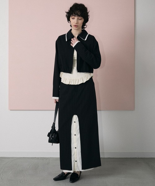 le ELMi スカート Front slit stripe tight skirt / フロント